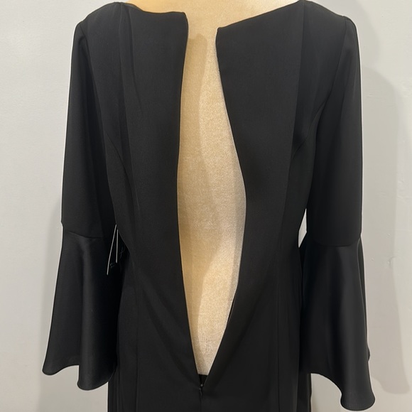 Adrianna Papell Crepe-Back Satin with Ruffle Sleeve Dress Size 8 - Picture 11 of 16